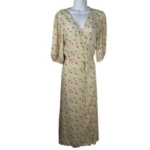 Charlie Holiday Anthropologie Floral Wrap Maxi Dress Multicolor Pastel Sz 6 EUC